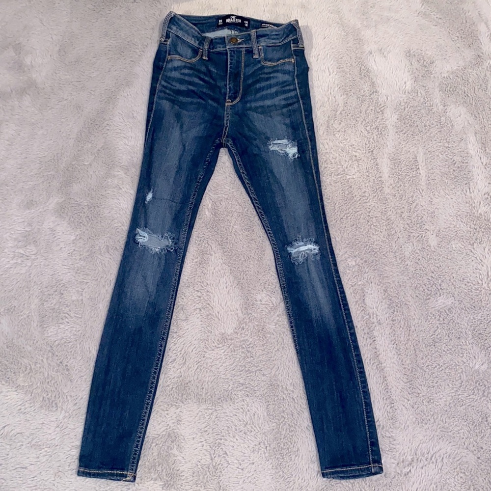tight blue jeans, size 0, hollister